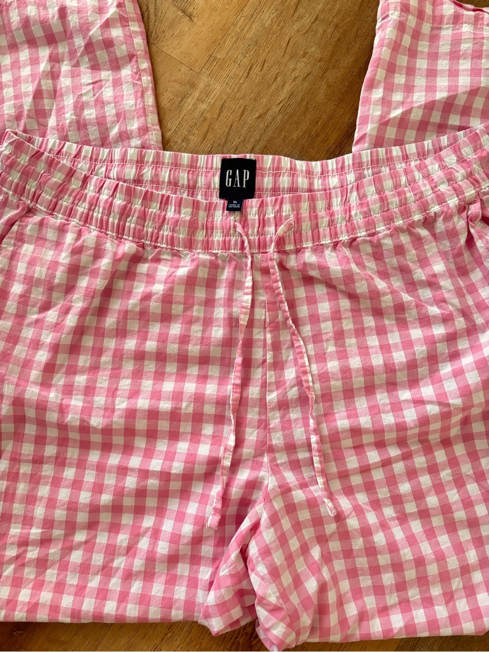 GAP Pink & White Gingham Drawstring bottoms